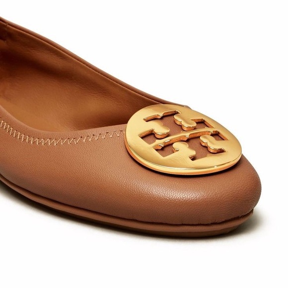 Tory Burch Minnie Travel Ballet Flats in Royal Tan/Gold - Picture 2 of 10